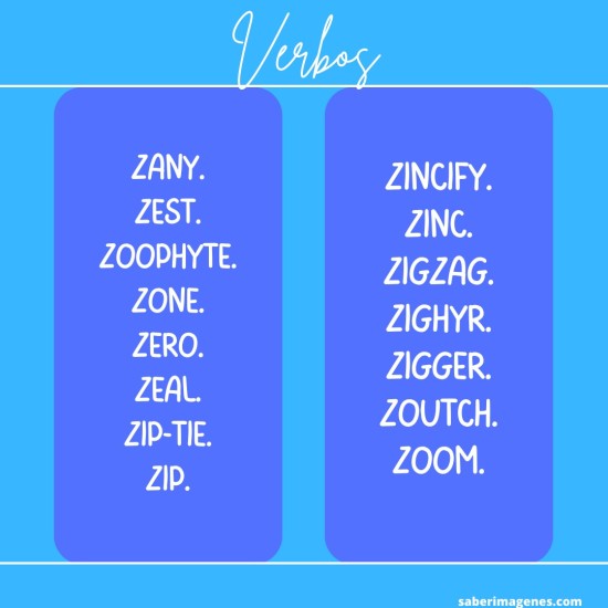 Palabras en inglés con la letra Z sustantivos adjetivos verbos y