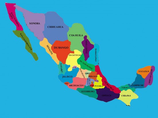 Los 32 Estados De Mexico Con Sus Capitales Mapa Con Estados Banderas Saberimagenes Com